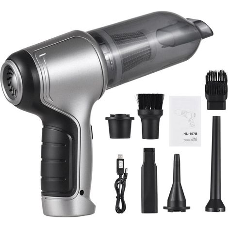 Aspirateur de voiture sans fil, mini dépoussiéreur d'air portable et pompe à main avec aspiration forte de 19 000 Pa, charge USB pour poils d'animaux, poussière, nettoyage de gravier, maison, b (1/5)