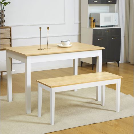 Banc 2 places en bois blanc, assise d’appoint pour salle à manger, cuisine ou entrée, 220 kg max, 102 x 36 x 45 cm  CHICFURN (1/5)