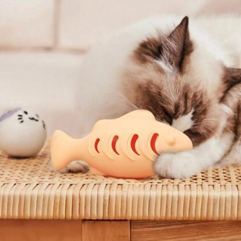 Set per alimentazione lenta per cani e gatti, tappetino da leccare con funzione puzzle, tappetino a forma di petalo con disegno di pesce, silicone alimentare (1/5)