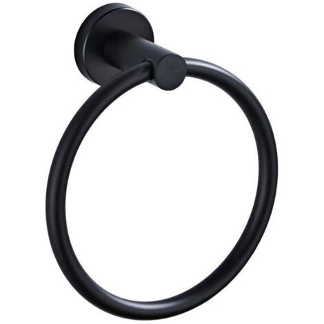 Pair Lntyq Porte-Serviettes, Anneau Porte Serviettes Mural Givré Noir en Acier Inoxydable, Porte Serviette Rond pour Salle de Bain, Cuisine (Noir), 166.55.5cm