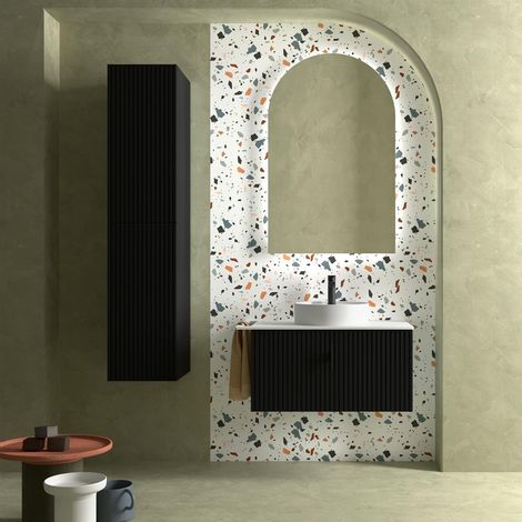 Armoire murale BIBA 800 1 tiroir métal et tiroir caché BLACK VELVET 797 x 405 x 450 mm (1/4)