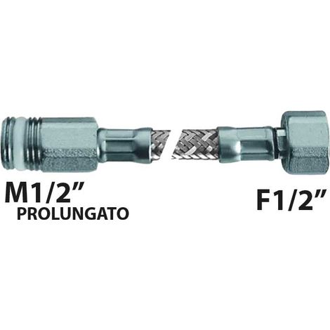 FLESSIBILE IN ACCIAIO INOX M1/2"" PROLUNGATO x F1/2"" GIR. ""FLEXCORE"" cm 25 - DN8