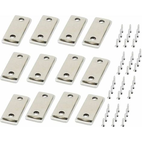 Aimant Porte Placard 12 Pièces Très Mince Set Avec Vis Fermeture Meuble Aimant Puissant pour Fermeture de Porte Coulissante Meuble Placard Tiroirs Fenetre Aimanté Douche Armoire (1/5)