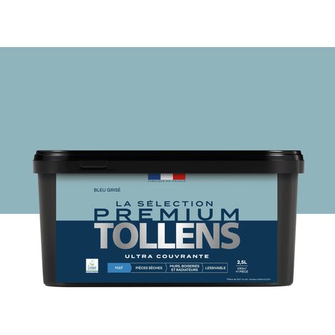 Tollens - Peinture intérieure couleurs - La Sélection Premium Mat - Ultra Couvrante - Bleu Grisé 2,5 L - 30m²