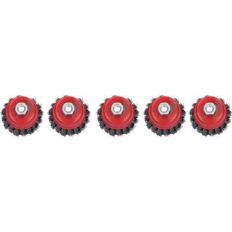 Jeu de 5 brosses métalliques en acier, bol à fils torsadés, fixation M10, outil de polissage et décapage. (1/5)