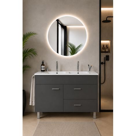 Mueble de baño con lavabo ORIGENBATH SAMOS sin espejo 120x45 cm 2 senos grafito (1/3)