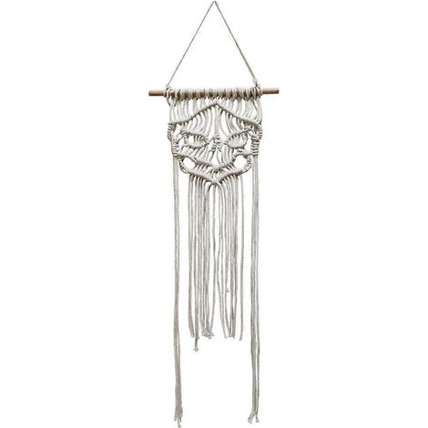 Wandbehang mit Stange, gewebter Wandteppich, Wanddekoration im Boho-Stil mit Quasten für Zuhause