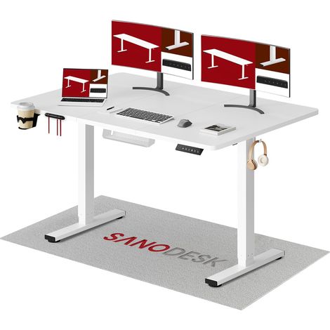 SANODESK QS1 Bureau Assis Debout Électrique 140x60 cm, Blanc