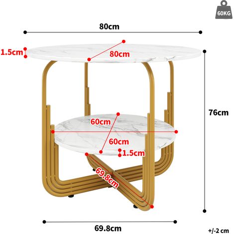 Ensemble table à manger 5 pièces, table ronde 80 cm avec 4 chaises, mobilier salle à manger moderne, plateau MDF imitation marbre, pieds métal doré, chaises grises pour cuisine et séjour (1/5)