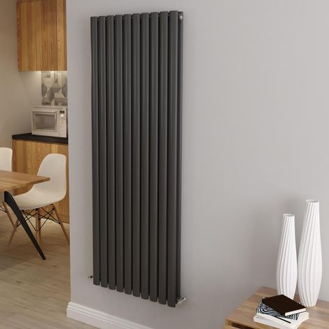AICA Oval Column Designer Radiator Central Heating Vertical 1600x590mm Double Anthracite (1/5)