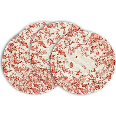 Sets de table ronds de Noël avec motif bonhomme de neige et flocons de neige, en vinyle, pour la cuisine et la salle à manger - 37 x 37 cm (vinyle), lot de 6 - 2