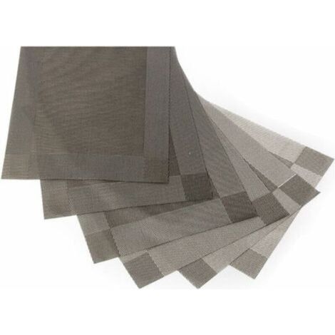 (Grey, 30 x 45 cm) Pack of 6 non-slip, environmentally friendly, washable PVC placemats - Kitchen mats (1/5)