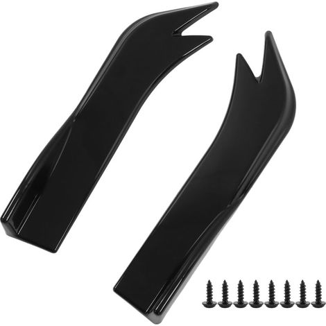 Jeffergarden Lot de 2 diffuseurs de pare-chocs arrière universels pour voiture, protections latérales (canards) avec vis de fixation, noir brillant (1/5)