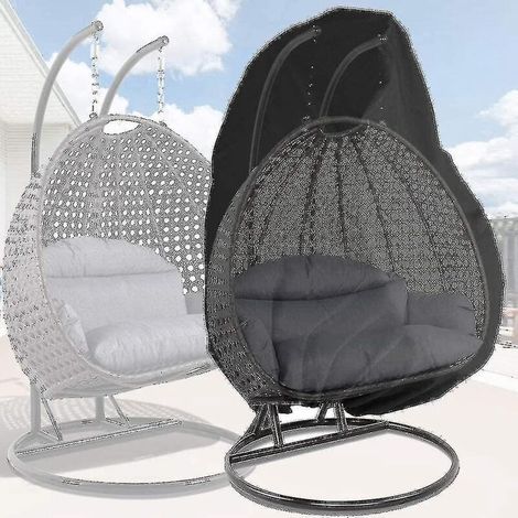 Housse pour fauteuil suspendu 2 places, housse imperméable pour fauteuil suspendu de patio, grande housse pour fauteuil suspendu œuf en osier 91' x 80', housse pour fauteuil double d'extérieur en form (1/5)
