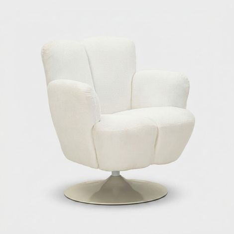 Sillón giratorio retro tapizado para salón Monaco Poise - Blanco (1/5)