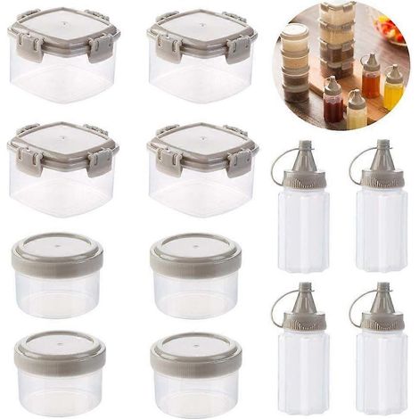 Lot de 12 mini flacons souples en plastique transparent pour sauces et vinaigrettes, accessoires de cuisine et barbecue en extérieur. (1/5)