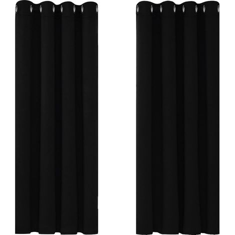Tende oscuranti LaBlanc per camera da letto, tende termiche super morbide e isolanti, tende oscuranti con occhielli per soggiorno, 46 x 54 pollici, nero, 2 pannelli (1/5)