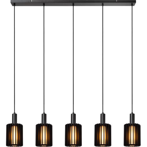 Lampe suspendue à 5 lumières Lambres Noir droit - 45410/05/30 (1/2)