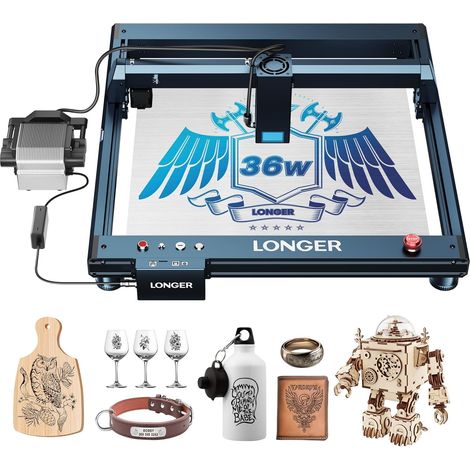 B1 30W Laser Graviermaschine Professionaler  Lasergravierer mit Luftpumpe für DIY Denim, Edelstahl, Holz, Acryl, Farbgravur auf Metall, Erweitere Arbeitsfläche 450mm x 440 mm (1/5)