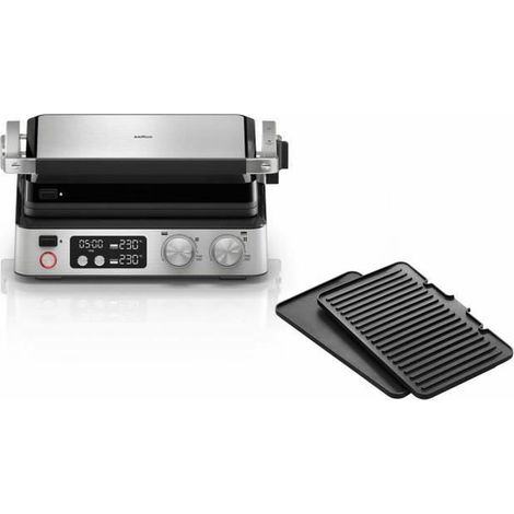 Grill multifonctions - BRAUN - Multi Grill 7 - 2000 W - 3 positions de chauffe - Noir/Acier (1/5)
