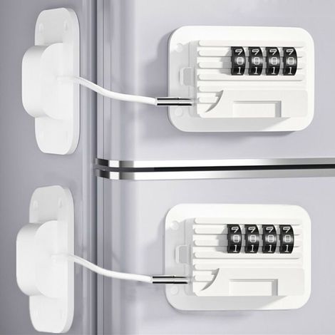 Lot de 2 Serrure de Porte de Réfrigérateur pour Sécurité Enfant avec Code à 4 Chiffres Serrure à Combinaison de Frigo pour Enfants Serrures de Sécurité Enfants pour Placards Armoires Congélateurs