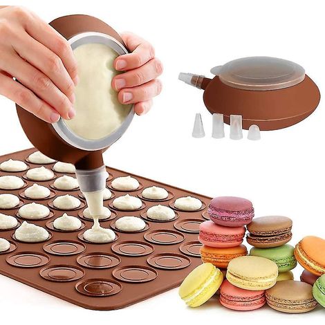 Tapis de cuisson en silicone pour macarons, compatible avec le kit, plaque de cuisson antiadhésive pour macarons, kit de pâtisserie pour macarons français avec stylo décorateur, cupcakes, desserts (1/5)