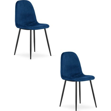 Silla Padva - terciopelo azul marino / patas negras x 2 (1/5)