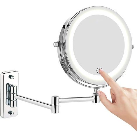 Miroir mural de maquillage double face grossissant pour salle de bain, chambre, salon, hôtel, avec pivot, design moderne, 1 pièce (1/3)