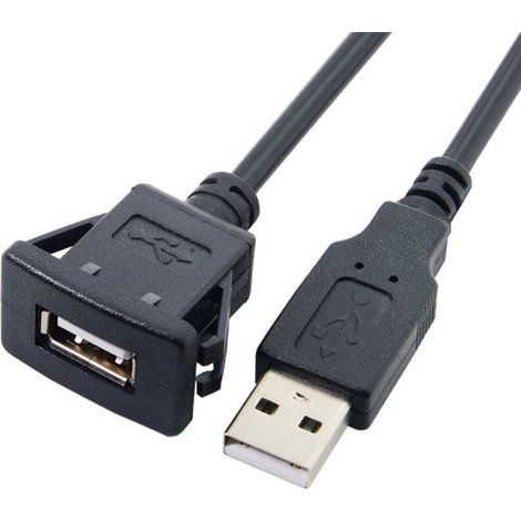 Cavo di prolunga USB 2.0 da maschio a femmina, resistente alla polvere e all'acqua, lungo 1 metro, per cruscotto auto. (1/3)