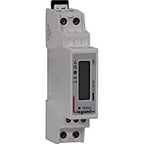 Legrand – Compteur électrique monophasé 45A – Écran LCD – Certification MID – 1P+N – Mesure jusqu'à 999 999,99 kWh