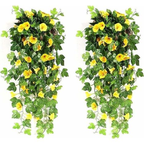Fleurs artificielles pendantes 90 cm – Tissu de soie et plastique – Décoration murale et extérieure – Guirlande élégante pour mariage