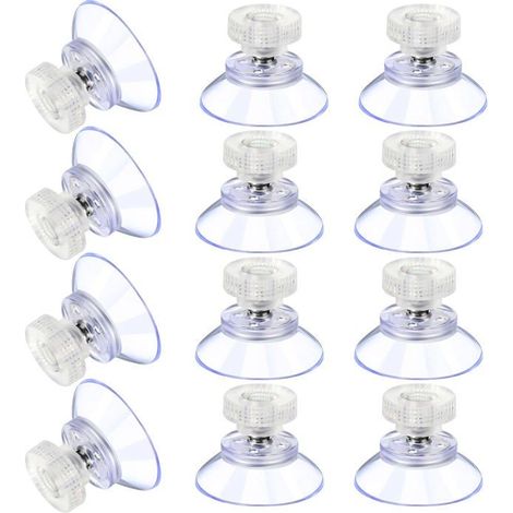 12 grandes ventouses en plastique, ventouses en caoutchouc anti-collision transparentes, écrous à vis en métal, ventouses puissantes (25M5-6) (1/4)