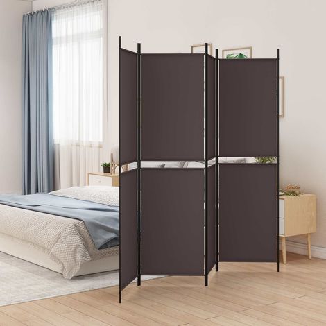 vidaXL Biombo divisor de 4 paneles de tela marrón 200x200 cm (1/5)