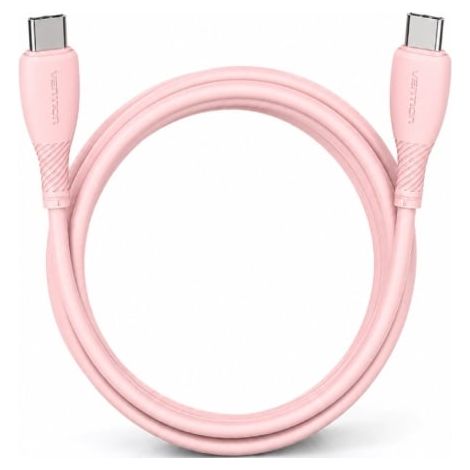 Cable USB 2.0 Tipo-C Vention TRVPF/ USB Tipo-C Macho - USB Tipo-C Macho/ Hasta 60W/ 480Mbps/ 1m/ Rosa