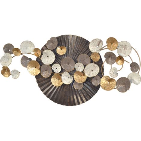 Décoration murale en métal à suspendre couleur crème/or/gris/cuivre 120x8,9x58 cm 050000104
