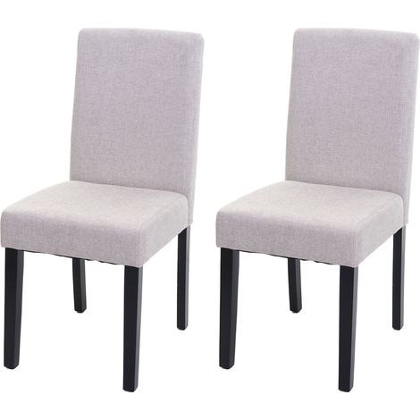 [NUNCA USADO] Juego de 2 sillas de comedor Silla de cocina Littau, textil, crema-beige, patas oscuras (1/5)