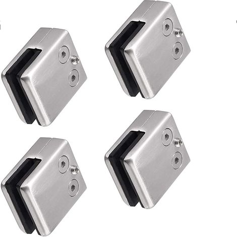 Lot de 4 pinces en acier inoxydable 304 Convient pour vitre de verre de 8 à 10 mm Support en verre réglable Dos plat pour balustrade escalier,main courante polie (1/5)
