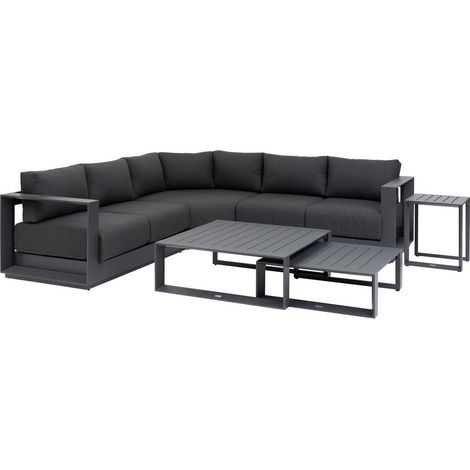 Set di mobili da giardino angolari allure graphite a 5 posti in alluminio e poliestere - Hespéride