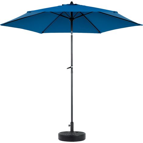 Parasol rectangulaire double face 9 ft bleu avec manivelle, sans pied (1/5)