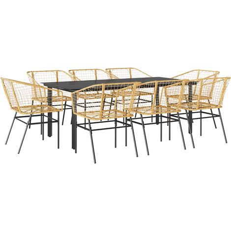 Maison Exclusive - Set da Pranzo da Giardino 9 pz Polyrattan Vetro