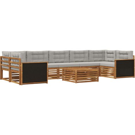 Ensemble de canapés d'extérieur 8 pc Naturel et gris clair vidaXL