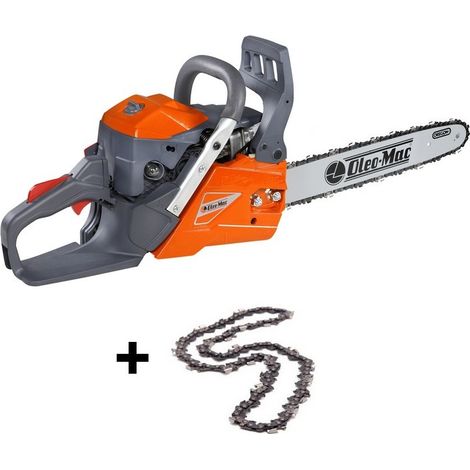Oleo Mac – Tronçonneuse thermique 41 cm – Moteur 38,9 cm3 2 temps – Tendeur de chaîne latéral – Coupe nette pour bois dur