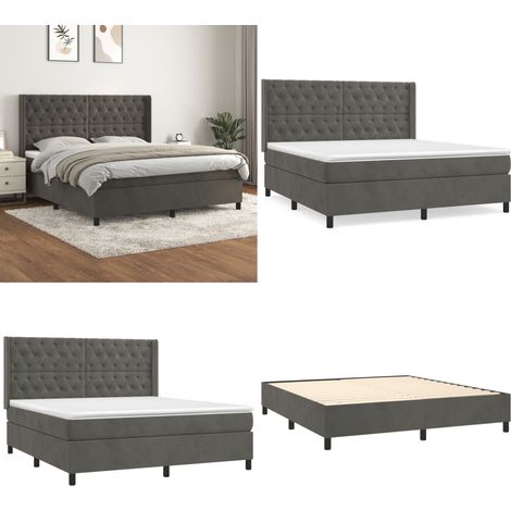 Boxspringbett mit Matratze Dunkelgrau 160x200 cm Samt - Samtbett - Boxspringbett - Doppelbett - Bettauflage - Matratze - Home & Living (1/5)