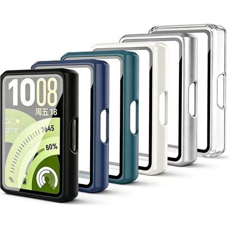6-Couleurs Coque pour HUAWEI Band 11 Pro avec Protecteur D'écran, Dur PC Anti-rayures Coque Monobloc HD Verre Trempé Housse de Protection Couverture Intégrale pour Huawei Band 11 Pro (1/5)
