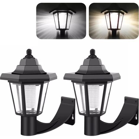Lanterne Solaire Murale - Étanche IP65 - 2 V 100 mA - 1 LED - Pour Escalier Jardin Terrasse Porche Clôture - Lot de 2 (1/2)