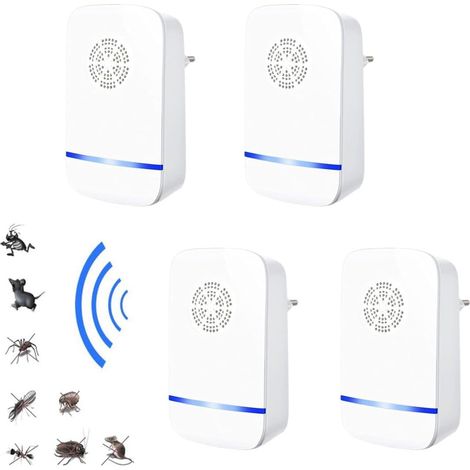 Lot de 4 répulsifs électroniques à ultrasons pour souris - Sans danger pour les animaux domestiques et humains (1/5)