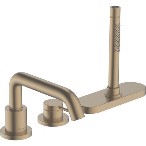 Hansgrohe – Mitigeur de baignoire 3 trous – Finition bronze brossé – Douchette extractible 1,45 m – Cartouche céramique – 73447140 (1/5)