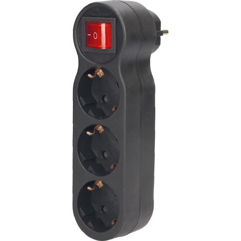 Ladrón de triple salida (3680W máximo) con interruptor fabricado en polipropileno color negro (1/5)