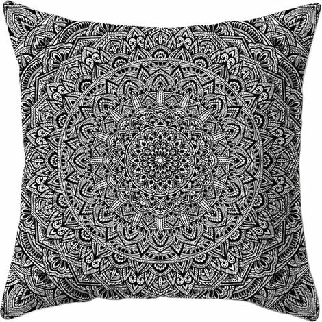 Green Mobility-Housse de Coussin Floral Mandala Boussole, 45x45 cm carré Coussin Couvre Datura Fleurs taie d'oreiller Housse de Coussin(L) (1/5)