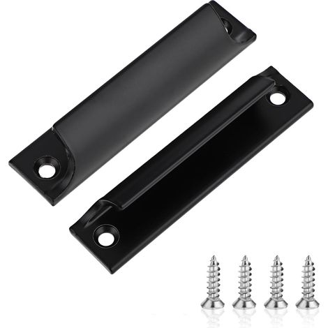Lot de 2 poignées de porte d'armoire de cuisine, poignées de tirage à bord en acier inoxydable, poignées d'armoire pour porte de cuisine et tiroir de placard (noir)